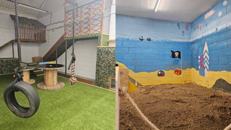 The dog park features a main playroom as well as a beach room (image via Barks Indoor Park)
