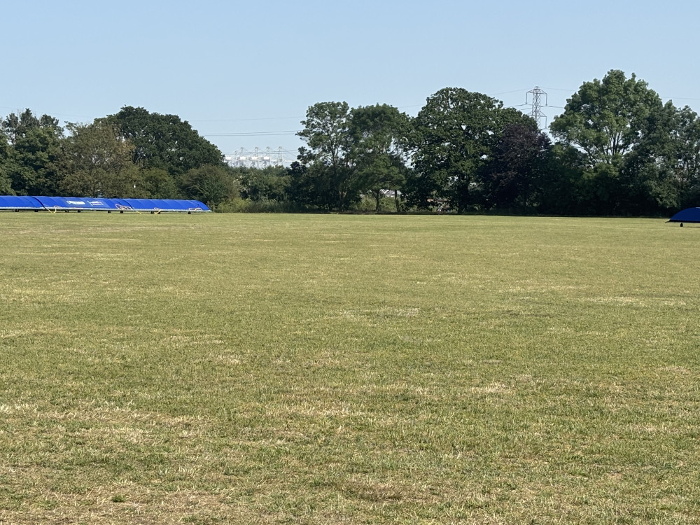 The DP World cranes at London Gateway Port are in sight of Stanford Cricket Club. 