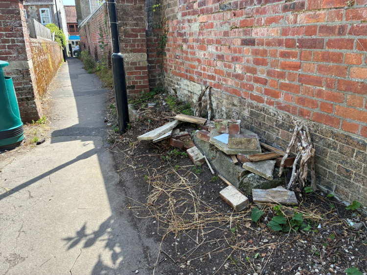 The fly-tipped rubbish off Alexandra Terrace. 