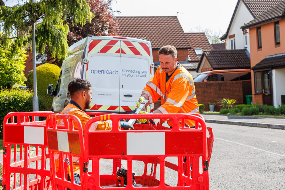 Around 11,000 homes and businesses in Sandbach can now access gigabit‑capable broadband thanks to an Openreach project. (Photo: Openreach) .