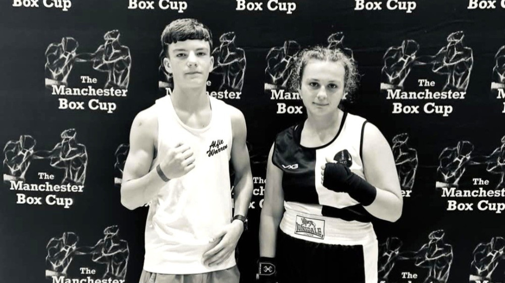  Shepton Mallet’s Round House Boxing Club returned from the Manchester Box Cup with Reggie Williams crowned champion and Charlene reaching the final. (Supplied) 