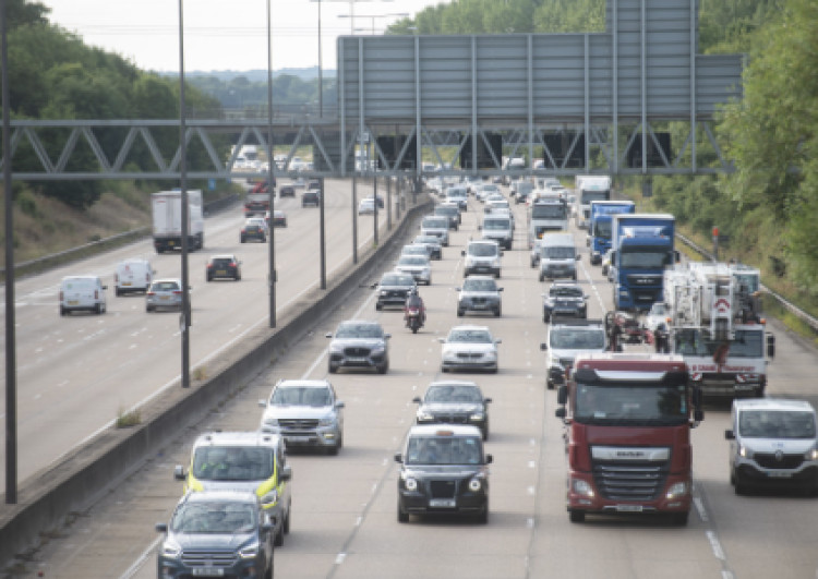 A crash involving an HGV on the M40 Southbound near Longbridge Island has caused serious delays (image via SWNS)