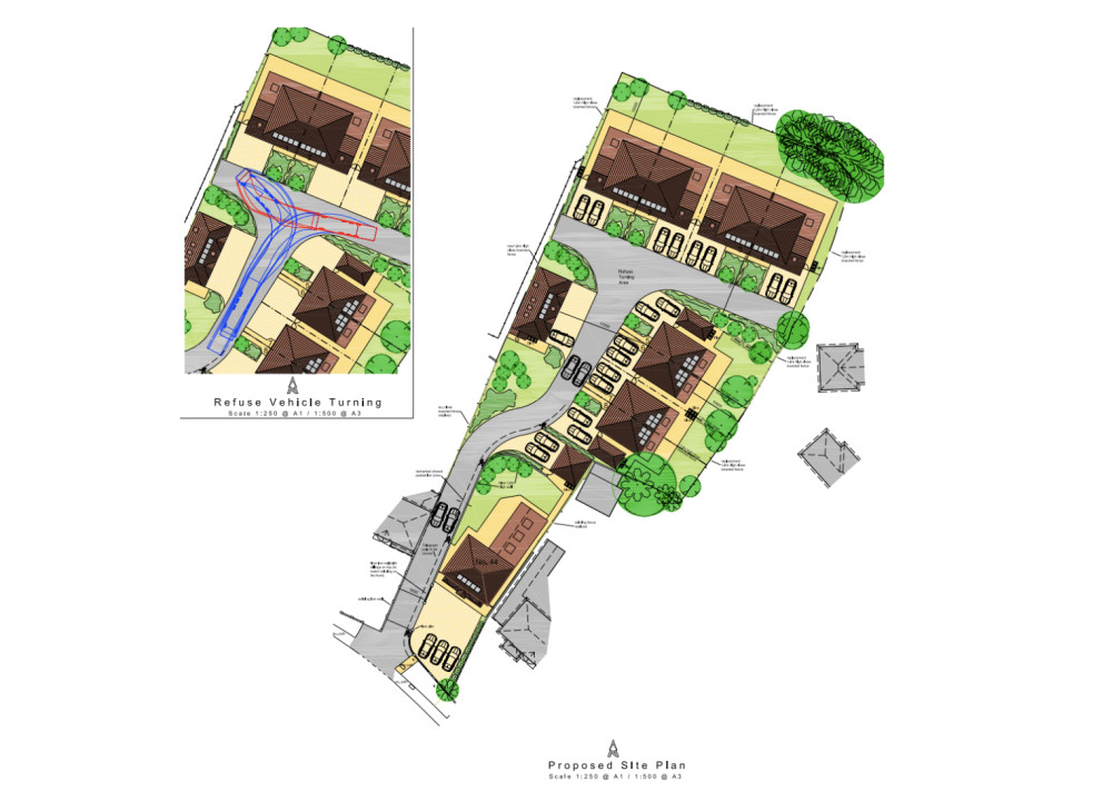 Nine new homes approved for Whitnash with existing buildings on Heathcote Road to be replaced. (image via planning application) 