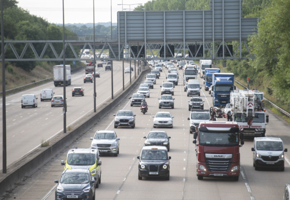 A crash involving an HGV on the M40 Southbound near Longbridge Island has caused serious delays (image via SWNS)
