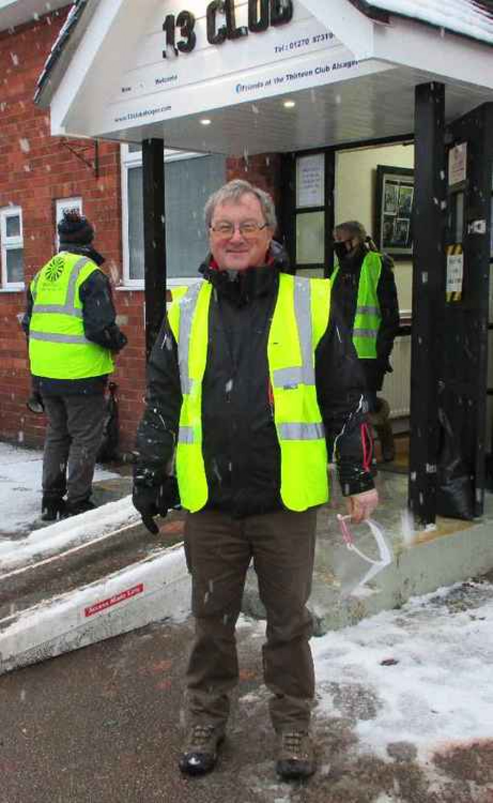 David Black, outside The Thirteen Club, on Cedar Avenue, Alsager.