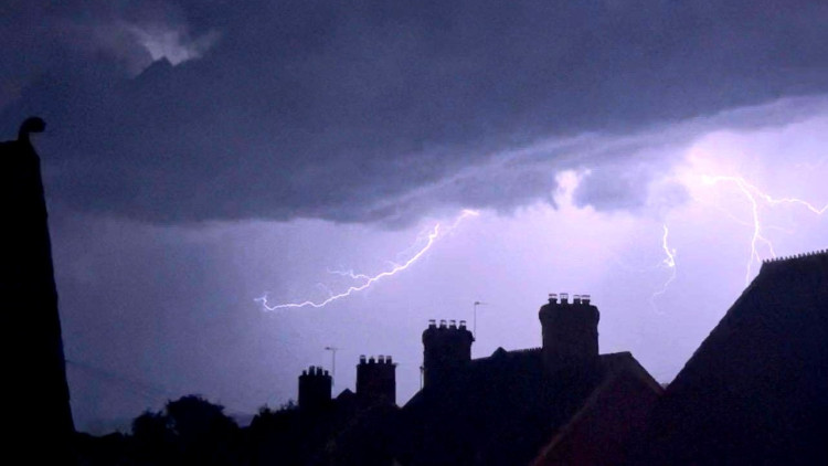 Lightning over Glastonbury in the early hours of this morning (EL/DILY)