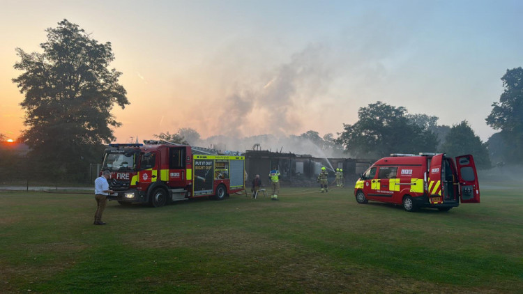Hampton Wick Royal Cricket Club's pavillion was destroyed in a fire back in September 2023 (Credit: HWRCC)