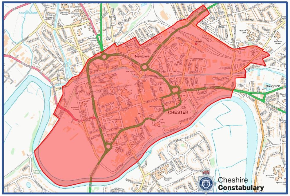 A map showing the affected area will be provided to anyone issued with a direction to leave (Image via: Cheshire Constabulary)