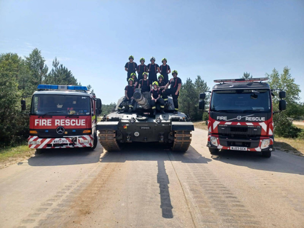 lastonbury firefighters took part in Exercise Armoured Rescue 2026 at Bovington as part of specialist heavy rescue training. (FB/GFS)