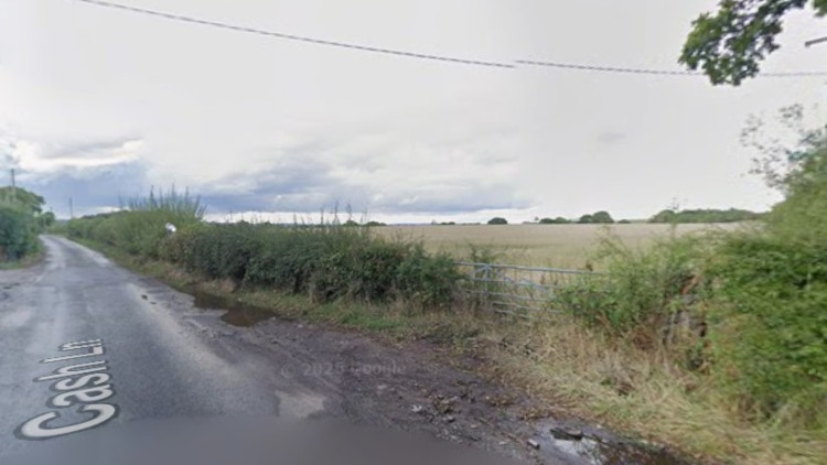 The field off Cash Lane, near Eccleshall, earmarked for a solar farm (image via Google Maps)