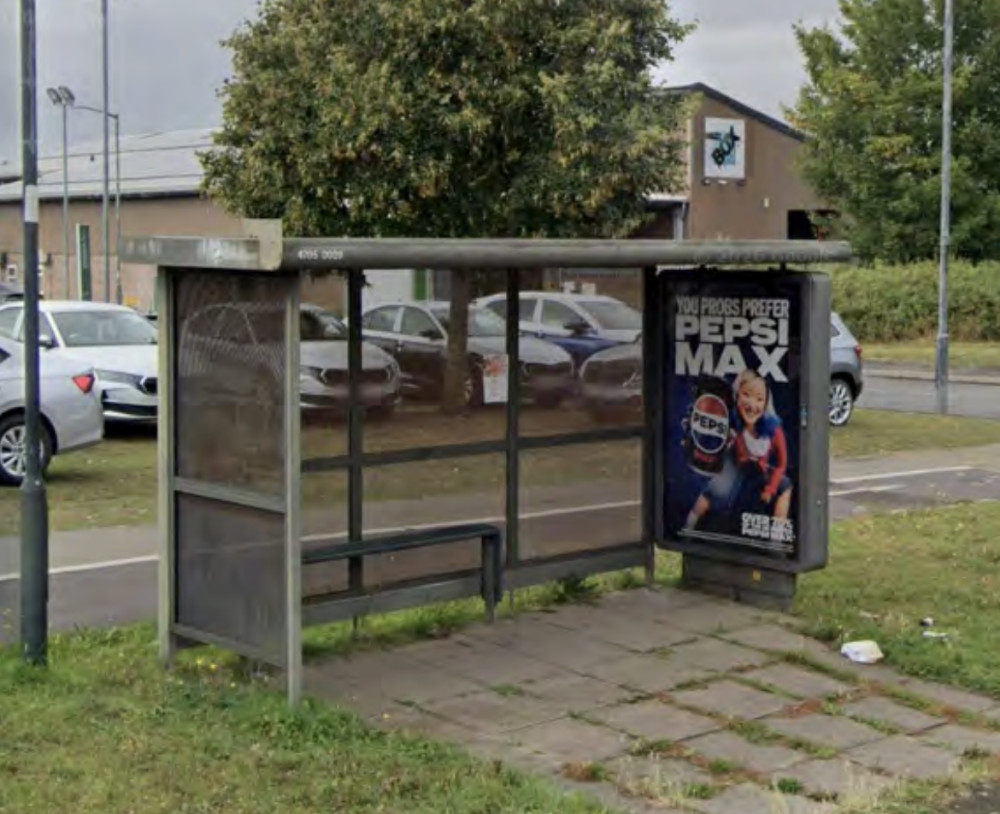 A Leamington bus shelter on Sydenham Drive could see several upgrades if plans are approved (image via planning application)