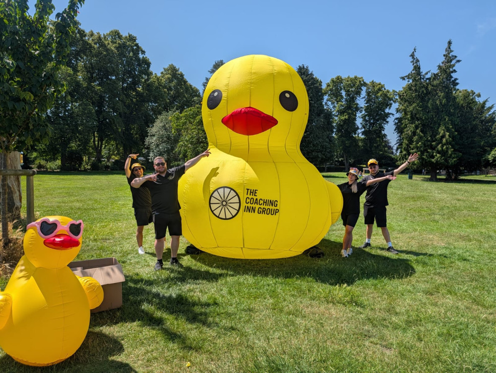  A giant inflatable duck will land in Glastonbury near The George & Pilgrims, with prizes including a year’s worth of UK hotel breaks.
