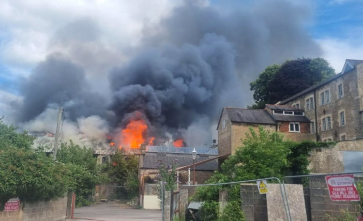 Fire crews from Wells, Shepton Mallet, Street and Castle Cary helped tackle a major fire at the Saxonvale site in Frome. 