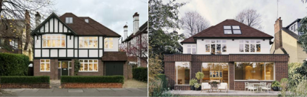 An artist impression of the proposed front (left) and rear of 8 Ellesmere Road, Twickenham (credit: Planning application).