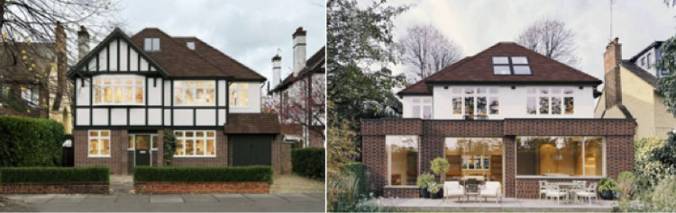An artist impression of the proposed front (left) and rear of 8 Ellesmere Road, Twickenham (credit: Planning application).