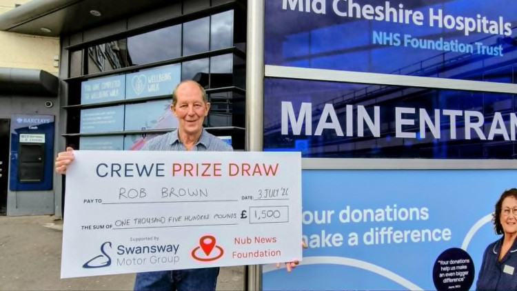 Rob Brown from Nantwich is the very first winner of the Crewe Prize Draw, winning £1,500 (Photo: Ryan Parker).