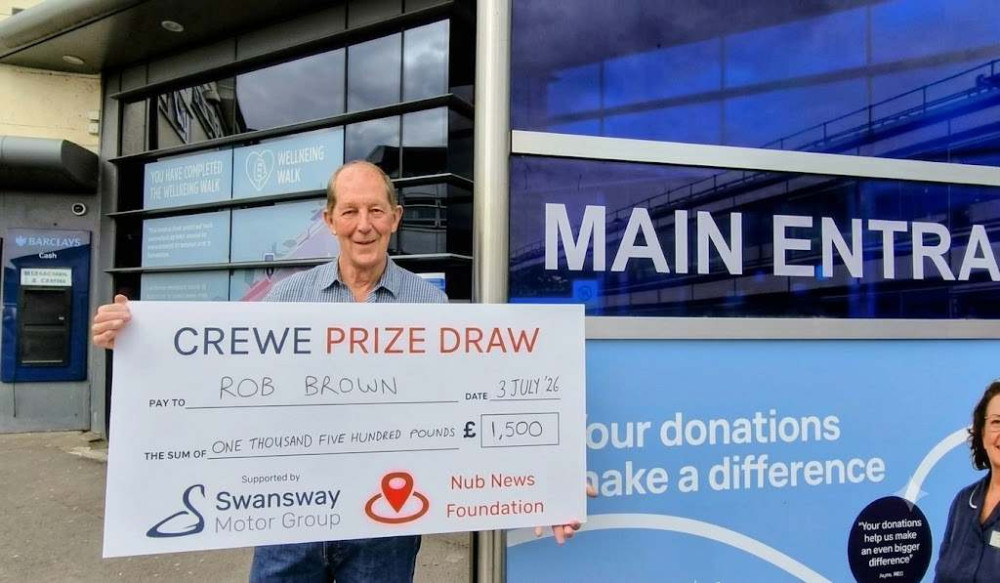 Rob Brown from Nantwich is the very first winner of the Crewe Prize Draw, winning £1,500 (Photo: Ryan Parker).