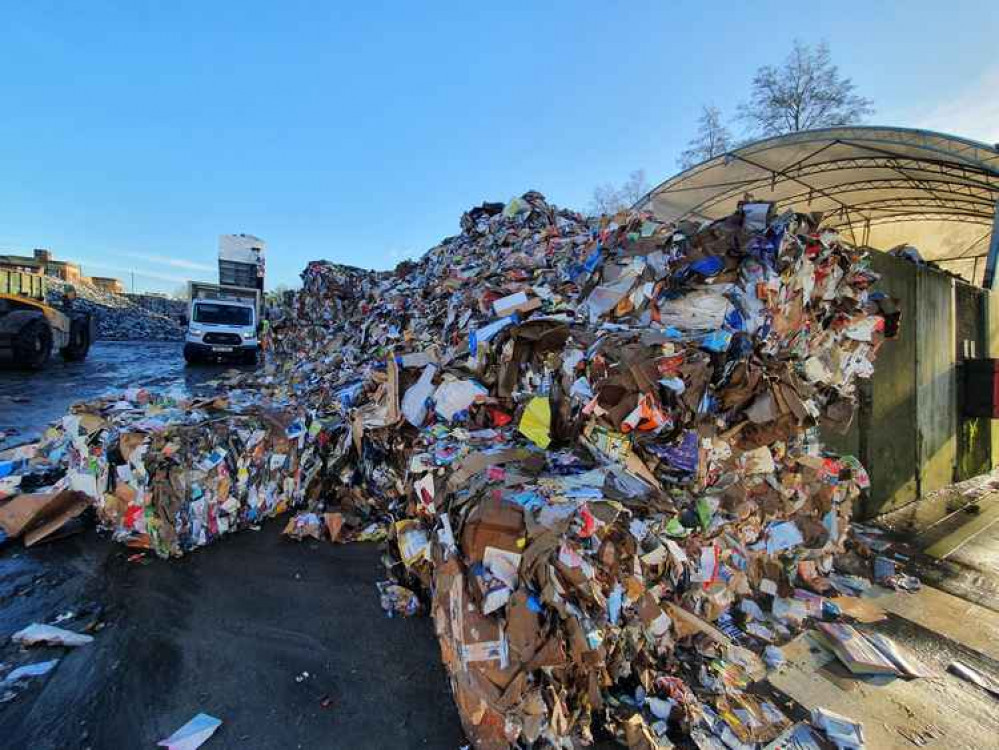 Rubbish ready to be recycled by North West Leicestershire District council