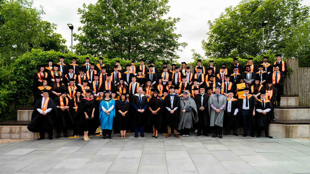Students celebrated the academic milestone at NSCG Newcastle College Performing Arts Centre (image via NSCG)