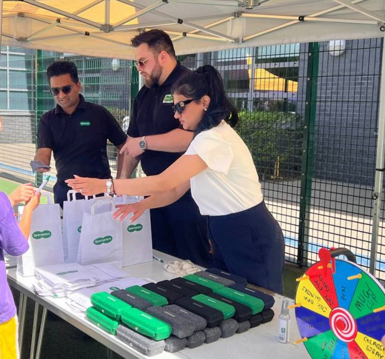 (Left to right) Specsavers Hampton St Clares Sainsbury’s - Samit Shah, Ophthalmic Director - Chris Young, Assistant Store Manager - Meera Rathod, Store Manager (Image supplied)