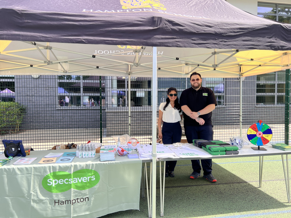 (Left to right) Specsavers Hampton St Clares Sainsbury’s - Meera Rathod, Store Manager and Chris Young, Assistant Store Manager (Image supplied)