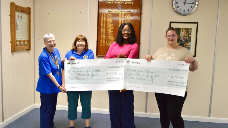 Former Mayor of Ashby has presented two charities with the funds raised during her mayoral year (Photo: Cllr Damilola Ojuri)