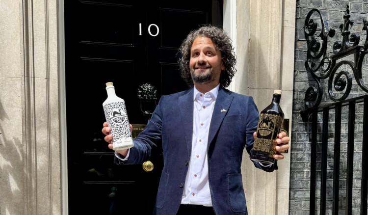 Forest Distillery co-founder Karl Bond outside 10 Downing Street (Credit: Supplied)