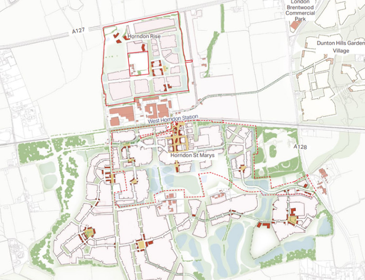 A trio of planned developments surrounding West Horndon. Dunton Garden Village and Horndon St Marys could be joined by Horndon Rise - surrounding West Horndon with more than 6,800 new homes.