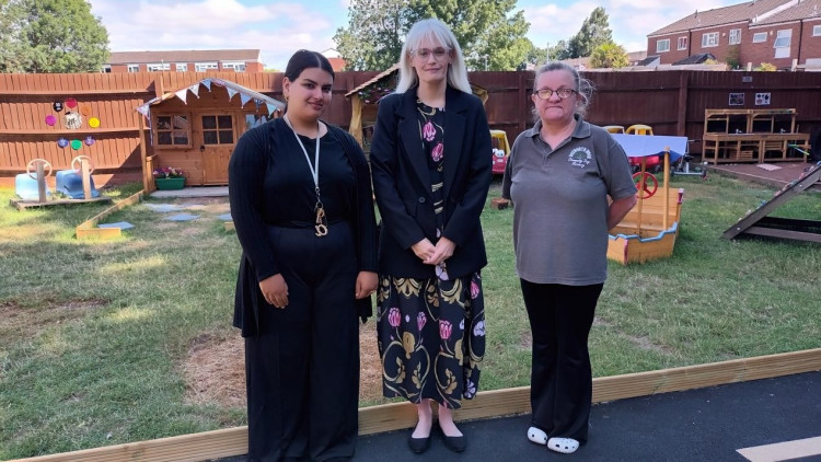 Sabba, Cllr Delaney and Kay at Bosworth Wood Community Day Nursery CIC (image supplied)
