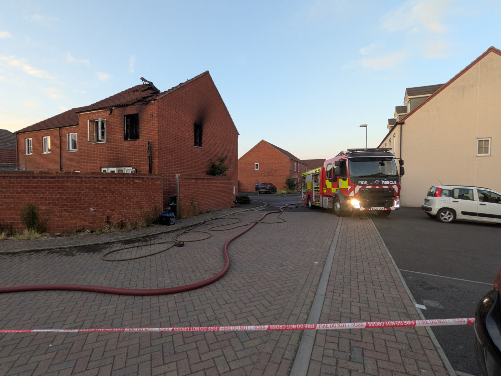 Fire crews at the scene of the devastating fire in Compton Close (LL/DILY)
