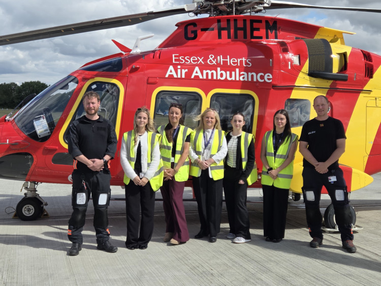 Staff from London Gateway with air ambulance crew members.