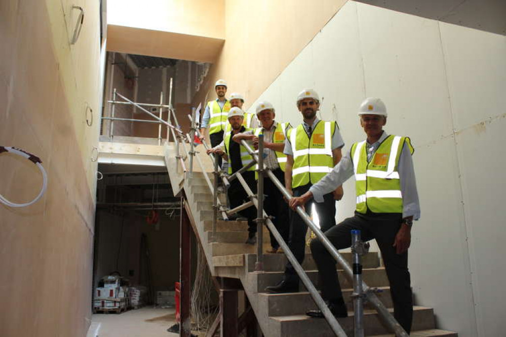 Left to right: Jay Harrison, Site Manager at Metnor, Stephen Round, Director at Everyone Active, NWLDC Councillor Stuart Gillard, ward member, NWLDC Councillor Tony Gillard, ward member and Portfolio Holder for Business and Regeneration, NWLDC Councillor