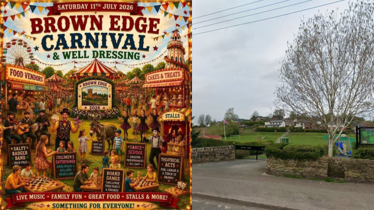 The Brown Edge Carnival and Well Dressing will return on Saturday 11 July (left image via Brown Edge Carnival Committee / right image via Google Street View)