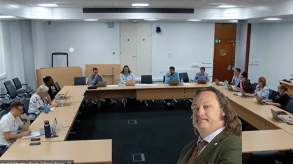 Cllr Noc Lacey-Clarke spoke at the Place and resources scrutiny meeting