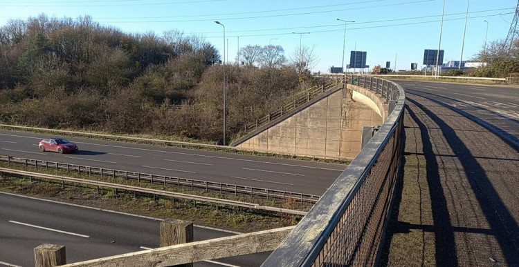 The northbound bridge at junction six on the M42 is closed (image by Richard Law)