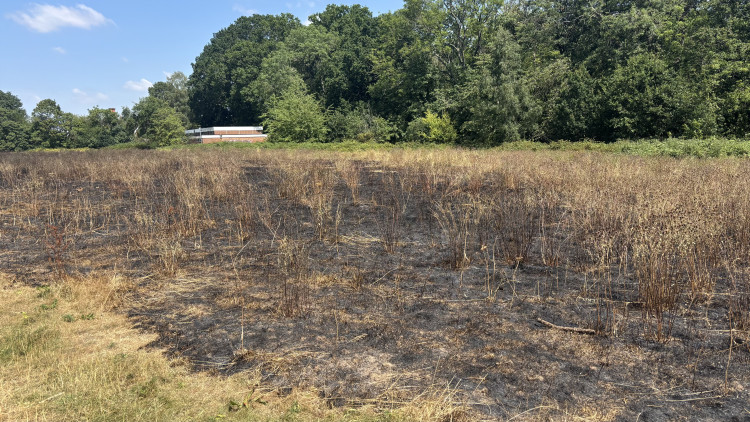 Firefighters found a small grassland fire affecting parkland near Dorridge Scout Hut (Photos: Nub News)
