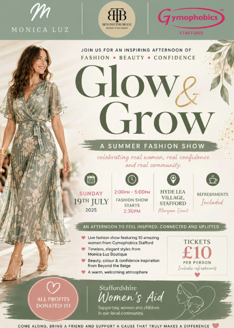 Flyer for the event (image via Grow & Glow Charity Fashion Event)