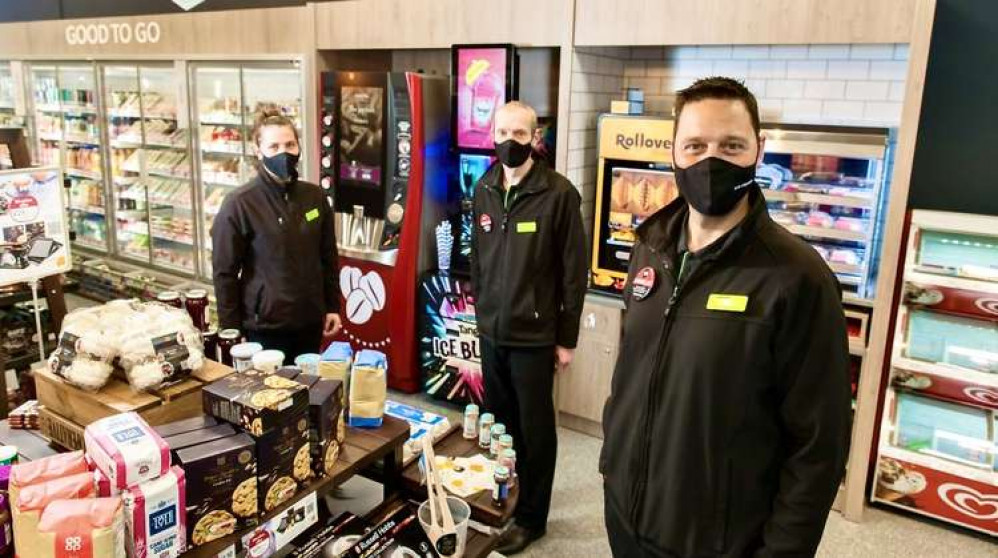 Whitwick Central England Co-op colleagues (L to R), Emily Price, Kevin Ward and Store Manager Chris Bass inside the transformed Market Place store.