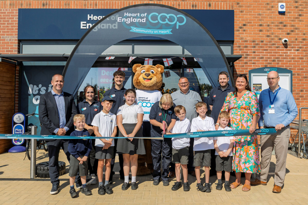 A £2.4m eco-friendly Co-op store has opened on a former RAF airfield in Southam, featuring solar panels and local products (image supplied)