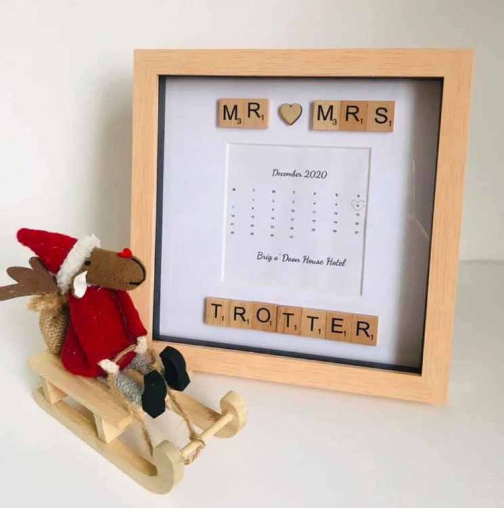 Mr and Mrs personalised scrabble frame.