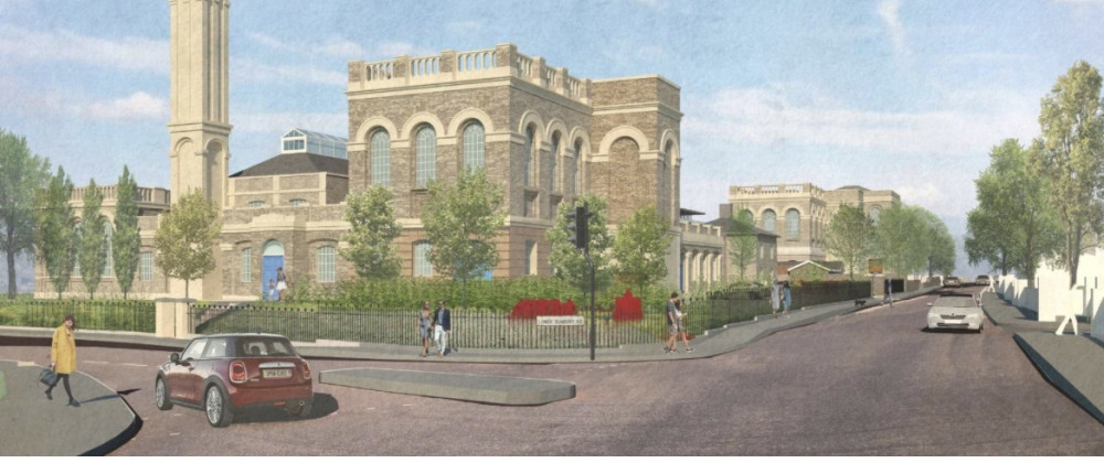 An artist impression of what the buildings at Hampton Water Treatment Works will look like (credit: Waterfall Planning Ltd/LOM Architecture & Design).