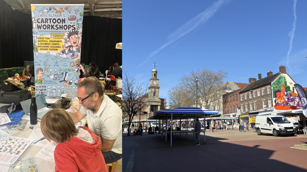 Newcastle-under-Lyme BID launches Get Creative in Castle this week (image left via NUL BID / image right via Nub News)