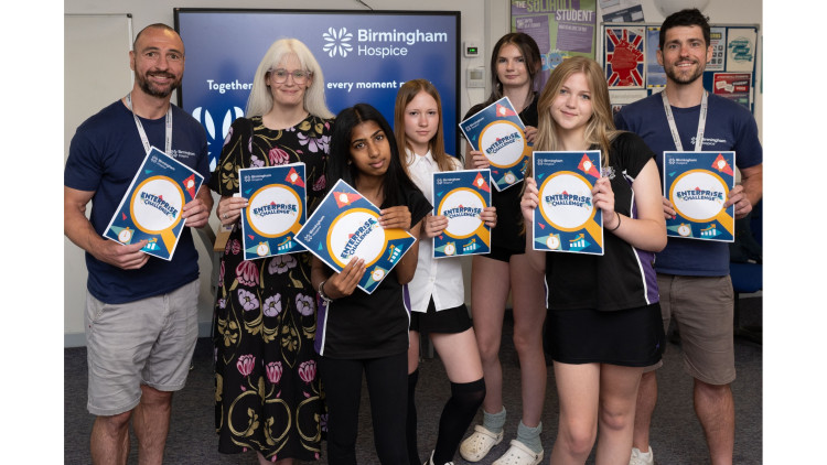 Students with Cllr Delaney and staff from Birmingham Hospice at the workshop (image supplied)