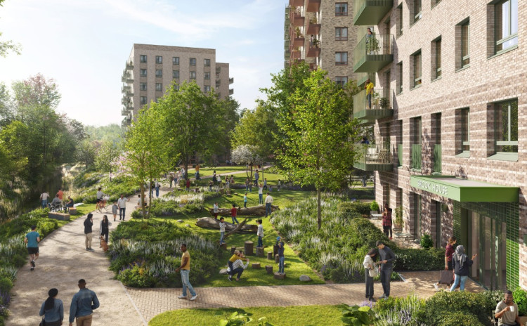 CGI of the plans for the former Motspur Park Gasholders site. (Credit: Berkeley Homes (West London) Ltd, provided in Kingston Council documents)