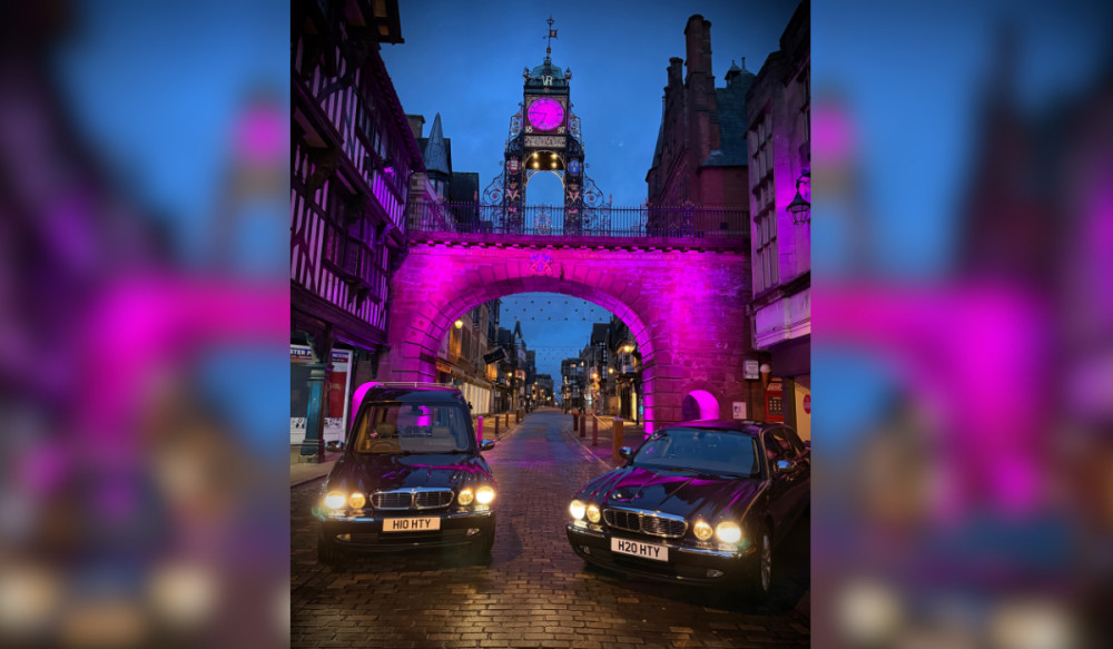Hartys of Chester's galaxy blue Jaguar fleet has quickly become one of the things people recognise (Image via: Hartys of Chester)