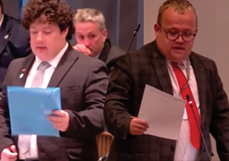 Opinions varied: Cllr George Monk, left, and Cllr Aaron Green.