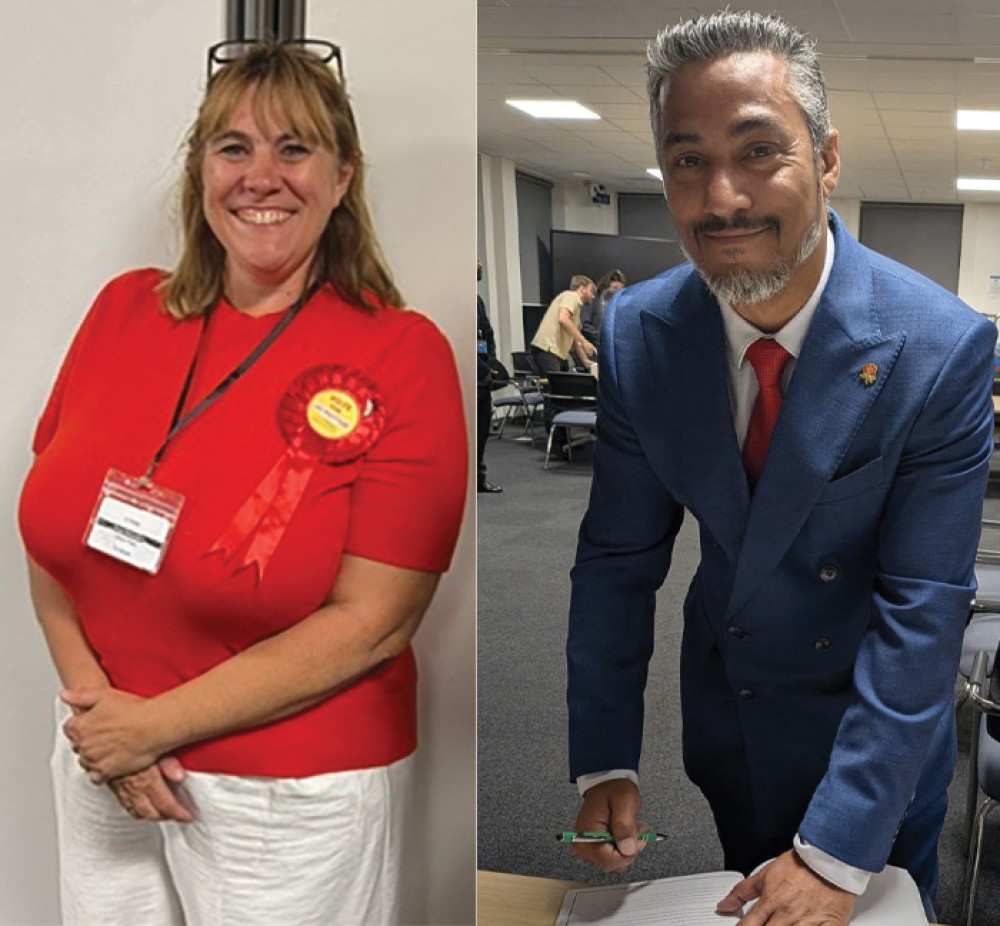 Jo Potter and Amin Hoque after their election successes. 