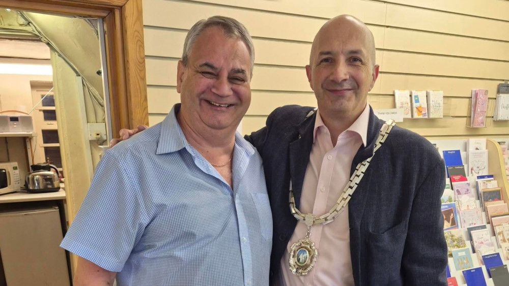 Postmaster Anthony with the Mayor of Bollington, Dickie Fletcher (Credit: Mayor of Bollington)