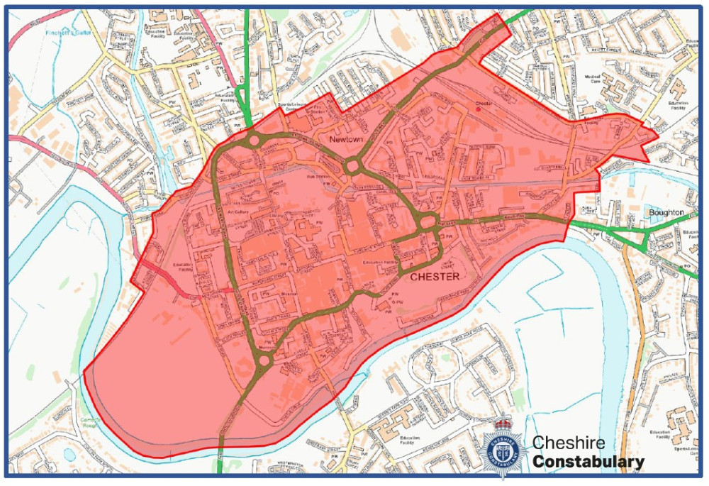 A dispersal order will also be in place from 10am on Friday 24 July (Image via: Cheshire Constabulary)