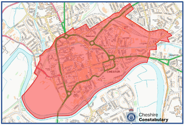 A dispersal order will also be in place from 10am on Friday 24 July (Image via: Cheshire Constabulary)
